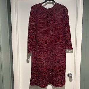 Red Chanel Crochet Knit Dress